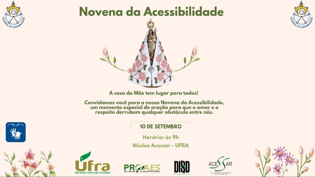 Convite para novena da acessibilidade de Nossa Senhora de Nazaré